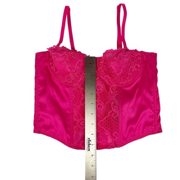 Sincerely Jules Hot Pink Lace Satin Push-up Corset Bustier Top Size Small - Picture 3 of 6